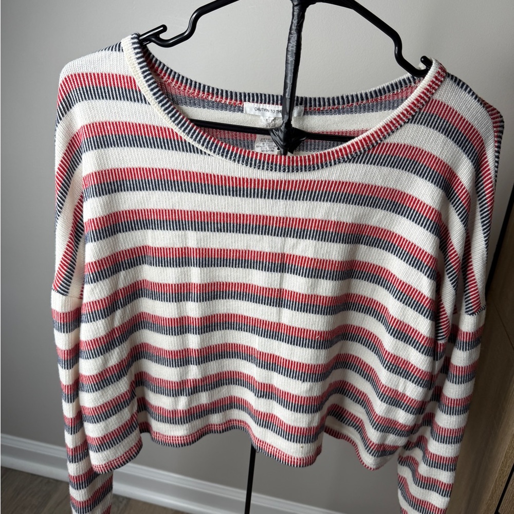 Caution To The Wind Red and Blue Striped Sweater